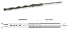 Temperature probe with PT100 thermoresistor
Temperature range: -60÷350° - PT6.F